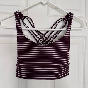 Lululemon Athletica Free To Be Sports Bra Burgundy White Stripe Size 6